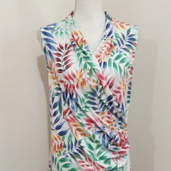 Tommy Bahama Sleeveless Tropical Palm Floral Maxi Dress Summer Resortwear Size M - Picture 2 of 5